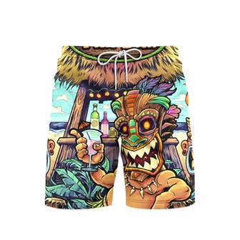 The Tiki Bar Beach Shorts For Men | Newhawaiianshirts