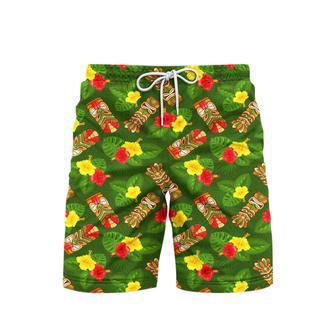 Tiki Mask Hibiscus Flowers Tropical Summer On Paradise Beach Beach Shorts For Men | Newhawaiianshirts CA