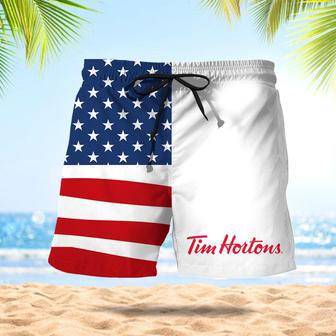 Tim Hortons American Flag Swim Trunks | Newhawaiianshirts AU