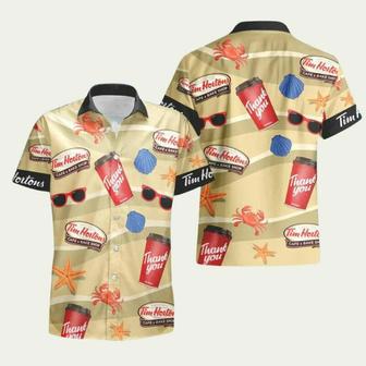 Tim Hortons Funny Seafood Pattern Hawaiian Shirt | Newhawaiianshirts