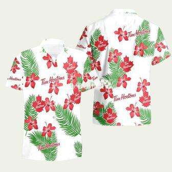 Tim Hortons Hibiscus Flower Pattern Hawaiian Shirt | Newhawaiianshirts DE