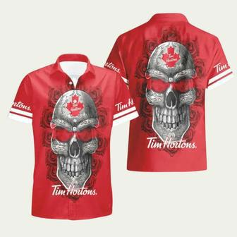 Tim Hortons Skull Rose Special Hawaiian Shirt | Newhawaiianshirts CA