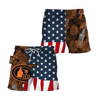 Tito's Tropical Beside American Flag Swim Trunks | Newhawaiianshirts AU