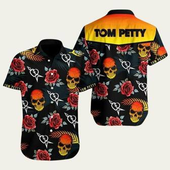 Tom Petty And The Heartbreakers X Skull Flowers Hawaiian Shirt | Newhawaiianshirts CA