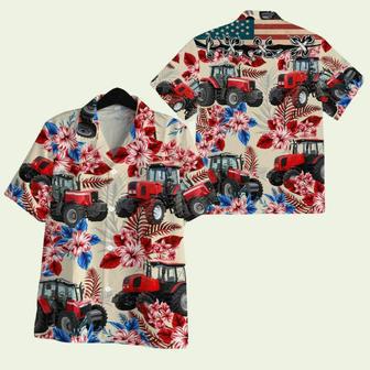 Tractor Pattern Us Flag Hawaiian Shirt | Newhawaiianshirts DE