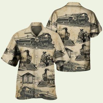 Train Vintage Art Sketch Hawaiian Shirt | Newhawaiianshirts AU