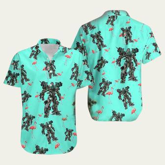 Transformers Green And Black Robot Flamingo Light Hawaiian Shirt | Newhawaiianshirts AU