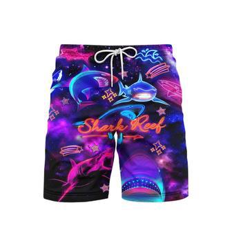 Tribal Shark Maori Neon Beach Shorts For Men | Newhawaiianshirts CA