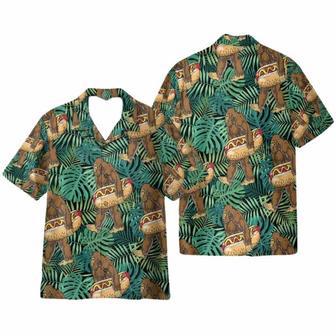 Tropical Bigfoot Carrying Hotdog Camping Hawaiian Shirt | Newhawaiianshirts UK