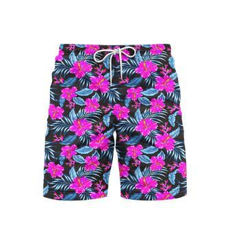 Tropical Flowers Hibiscus Beach Shorts For Men | Newhawaiianshirts UK