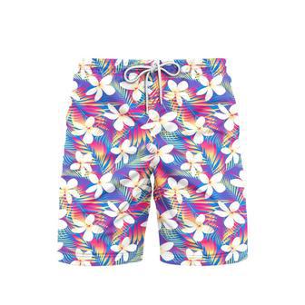 Tropical Flowers With Leaves Beach Shorts For Men | Newhawaiianshirts CA