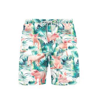 Tropical Funny Pig Beach Shorts For Men | Newhawaiianshirts AU