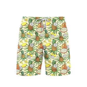 Tropical Pineapple Red Dragon Fruit Beach Shorts For Men | Newhawaiianshirts AU