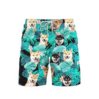 Tropical Shiba Inu Beach Shorts For Men | Newhawaiianshirts CA