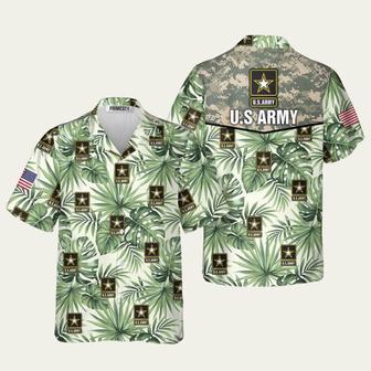 Tropical Tree And Us Army Star Logo Army Hawaiian Shirt | Newhawaiianshirts AU