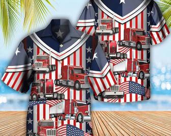 Truck Usa Flag Trucker - Hawaiian Shirt, Beach Party Matching Shirt For Men/Women, Hawaiian Set Gift, Meaningful Birthday Presents. Summer Gifts | Newhawaiianshirts