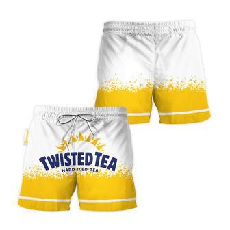 Twisted Tea White Yellow Basic Swim Trunks | Newhawaiianshirts DE