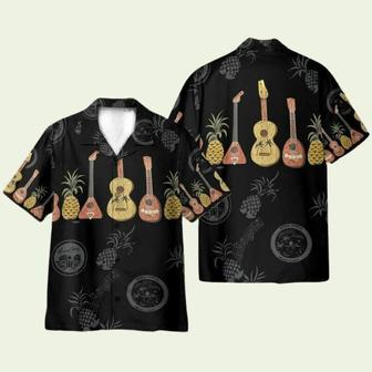 Ukulele And Pineapple Music Frame Pattern Hawaiian Shirt | Newhawaiianshirts