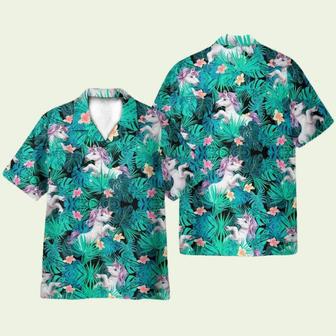 Unicorn In Tropical Green Leaves Hawaiian Shirt | Newhawaiianshirts CA