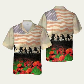 Us Army Solider And Poppies Hawaiian Shirt | Newhawaiianshirts AU