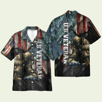 Us Veterant American Flag Pattern Hawaiian Shirt | Newhawaiianshirts AU