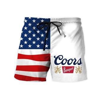 USA Flag Fourth Of July Coors Banquet Swim Trunks | Newhawaiianshirts CA