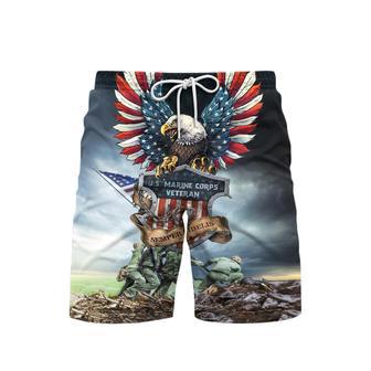 USMC Semper Fidelis War American Flag Beach Shorts For Men | Newhawaiianshirts