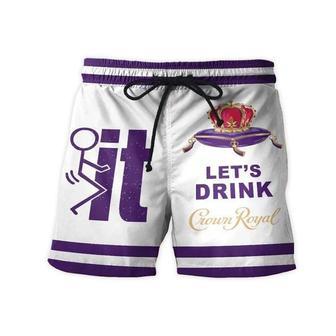 VinoVogue Let's Drink Crown Royal Swim Trunks | Newhawaiianshirts CA