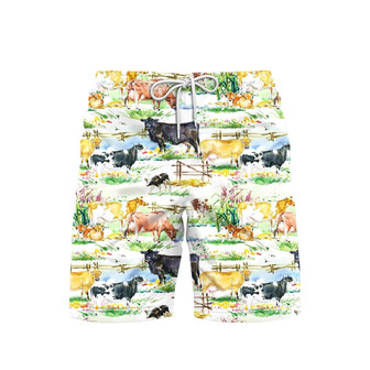 Vintage Dairy Cows On Glade Beach Shorts For Men | Newhawaiianshirts