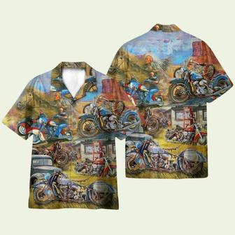 Vintage Motorcycle Native American Hawaiian Shirt | Newhawaiianshirts CA