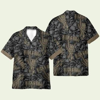 Vintage Rock Roll Skull Hawaiian Shirt | Newhawaiianshirts UK