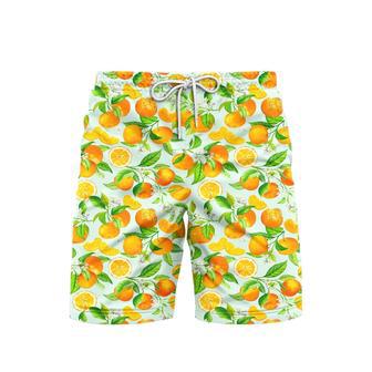 Watercolor Orange Fruit Pattern Beach Shorts For Men | Newhawaiianshirts CA