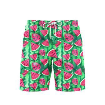 Watermelon Slices And Tropic Leaves Beach Shorts For Men | Newhawaiianshirts DE