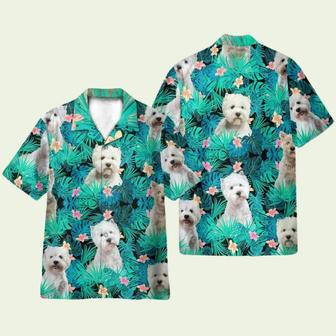 West Highland White Terrier In Tropical Green Leaves Hawaiian Shirt | Newhawaiianshirts CA