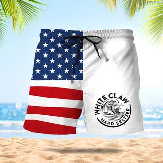 White Claw American Flag Swim Trunks | Newhawaiianshirts CA