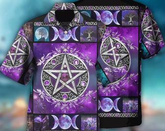 Wicca Witch Vibes Purple Pentagra, Hawaiian Shirt For Men/Women, Hawaii Shirt Party Summer, Birthday Gift, Hawaii Style, Hawaiian Set Gift. Summer Gifts | Newhawaiianshirts