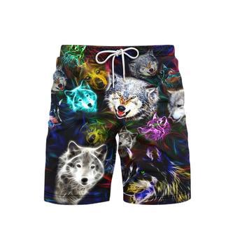 Wild Wolf Black Beach Shorts For Men | Newhawaiianshirts DE