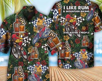 Wine I Like Rum And Mountain Biking, Tropical Beach Shirt Button Down Shirt, Funny Hawaiian Shirt, Best Gifts For Men, Hawaiian Set Gift. Summer Gifts | Newhawaiianshirts UK