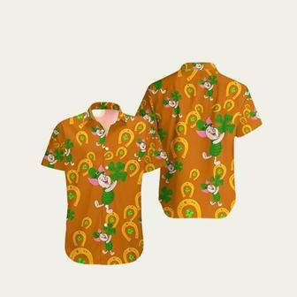 Winnie The Pooh Piglet Shamrock Outfit Men Horseshoe Hawaiian Shirt | Newhawaiianshirts UK