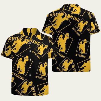 Wyoming Flag Yellow And Black Pattern Hawaiian Shirt | Newhawaiianshirts UK