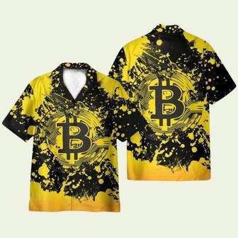 Yellow And Black Bitcoin Cryptocurrency Hawaiian Shirt | Newhawaiianshirts AU