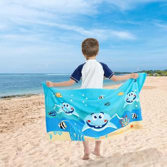 Adorable Shark Kids Beach Towels Perfect Pool Travel Camping Adventures | Newhawaiianshirts CA