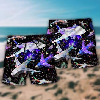 Airplane Fly To Dream Mysterious Galaxy Beach Short | Newhawaiianshirts