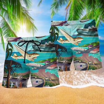 Airplane Fly To Hawaii Aircraft Love Life Beach Short | Newhawaiianshirts AU