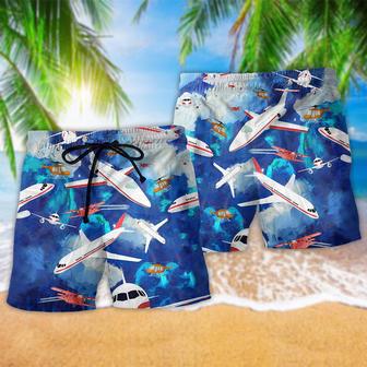 Airplane Life Is Simple Eat Sleep Fly Beach Short | Newhawaiianshirts DE