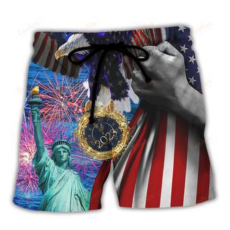 America 2023 New Year New America Freedom Beach Short | Newhawaiianshirts CA