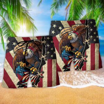 America Eagle Fly Flag Beach Short | Newhawaiianshirts AU