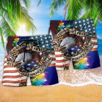 America Freedom Eagle Merry Christmas Cool Beach Short | Newhawaiianshirts