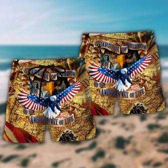 America Guardian Of Freedom And The American Way Of Life Eagle Beach Short | Newhawaiianshirts CA