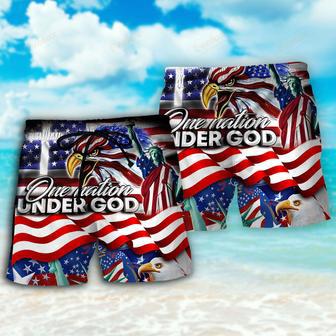 America Independence Day US One Nation Under God Beach Short | Newhawaiianshirts CA